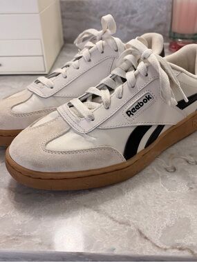 Reebok Classic Cream & Black Suede Low-Top Sneakers